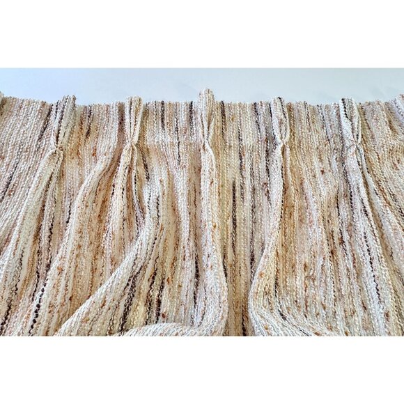 Vintage 70s pleated curtain, tan, brown rust vertical stripes, thick woven - Picture 7 of 10